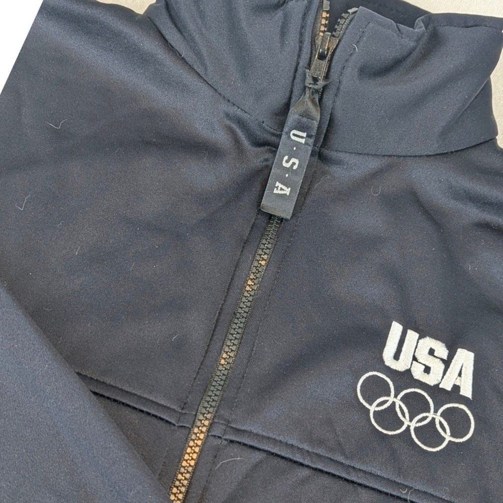 USA Olympic Committee Mens Large Track Jacket Navy Blue Full Zip Made in USA VTG